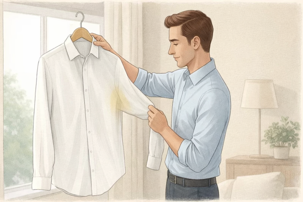 Sweat stains on white shirts: fast fixes
