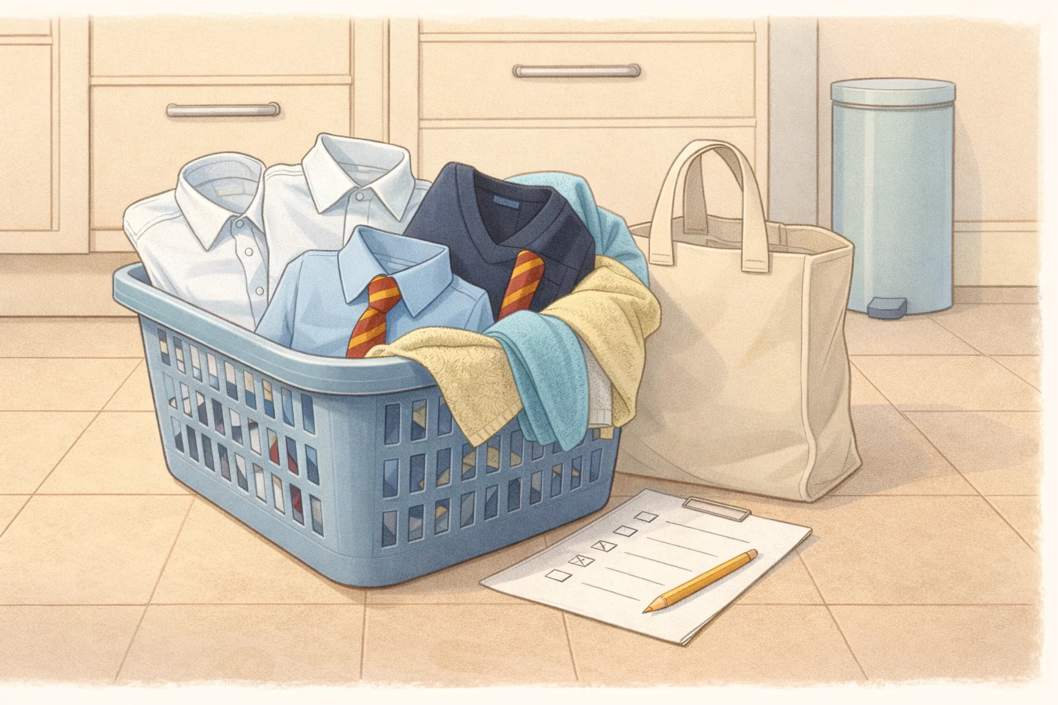 Mixed household laundry basket used to estimate per-load and per-item costs.