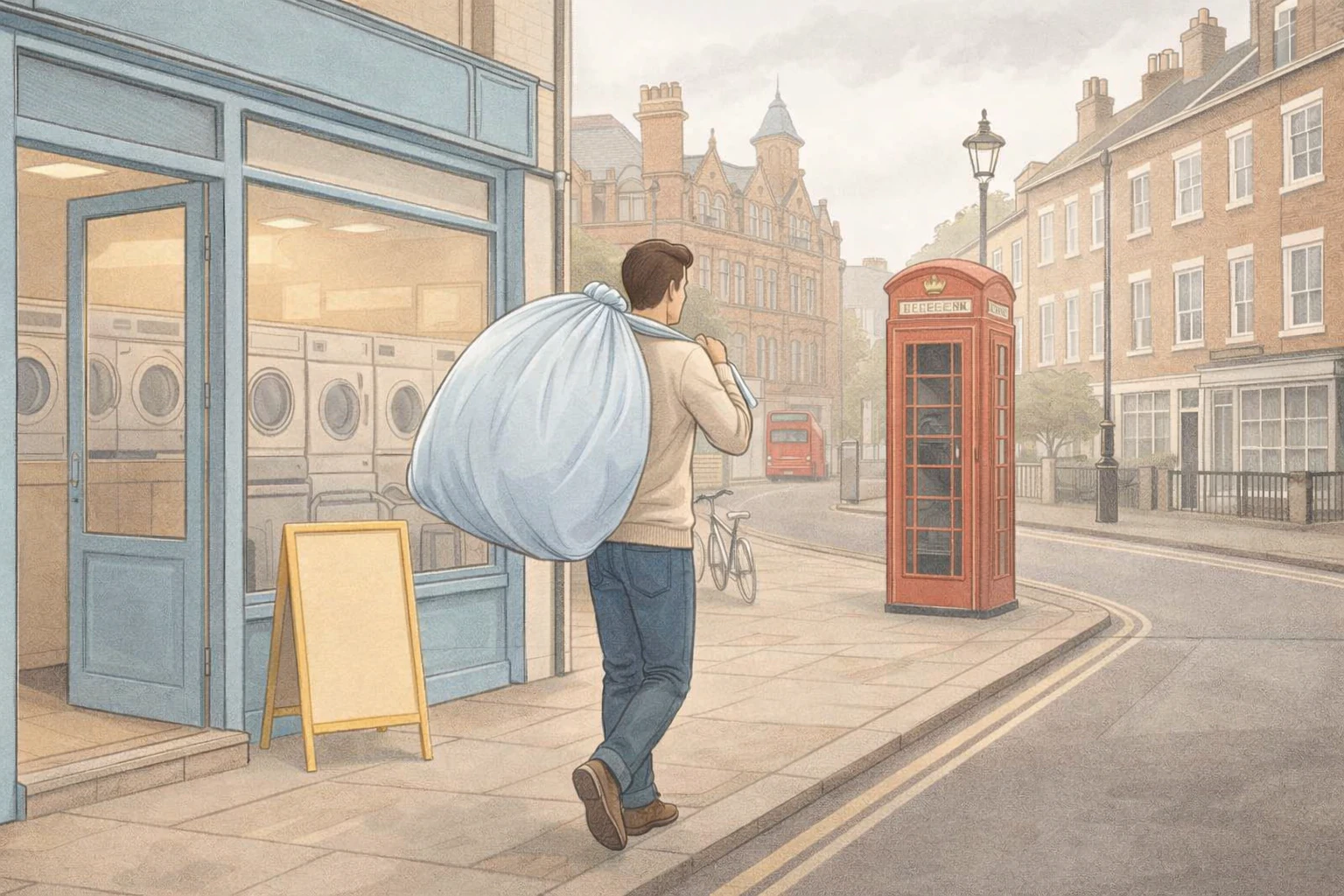 London resident carrying a bulky bedding bag, showing why large drums matter